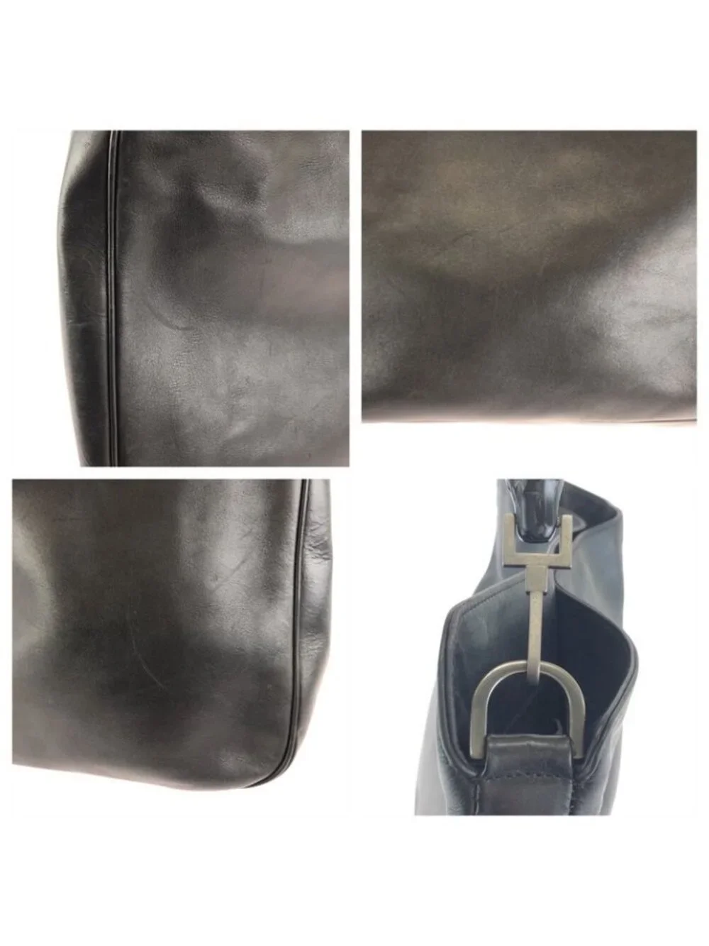 Gucci Bamboo Black Gunmetal Leather 001 Shoulder Bag - Picture 5 of 9